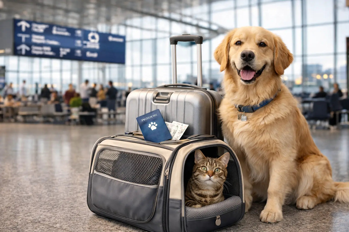 Person relaxing on a chair while petting a cat, representing pet carriers and travel lifestyle