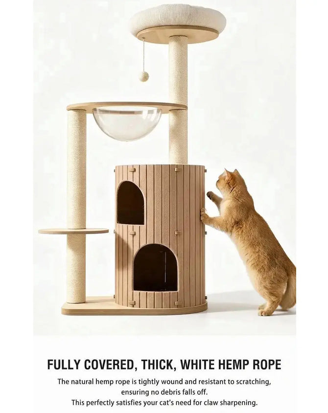 Compact Cat Tower with Beds & Scratching Posts