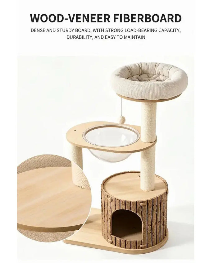 Compact Cat Tower with Beds & Scratching Posts