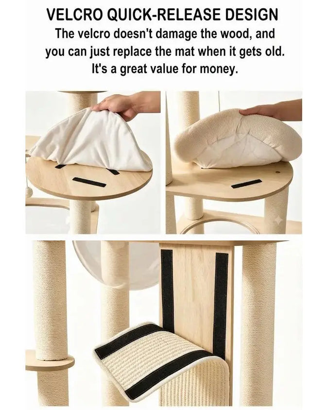 Compact Cat Tower with Beds & Scratching Posts