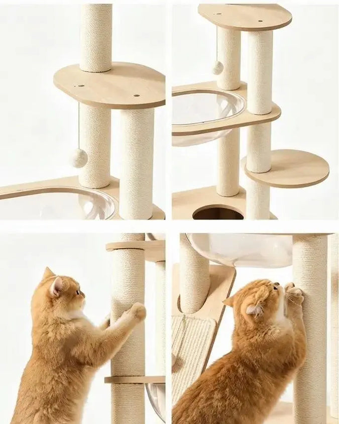Compact Cat Tower with Beds & Scratching Posts