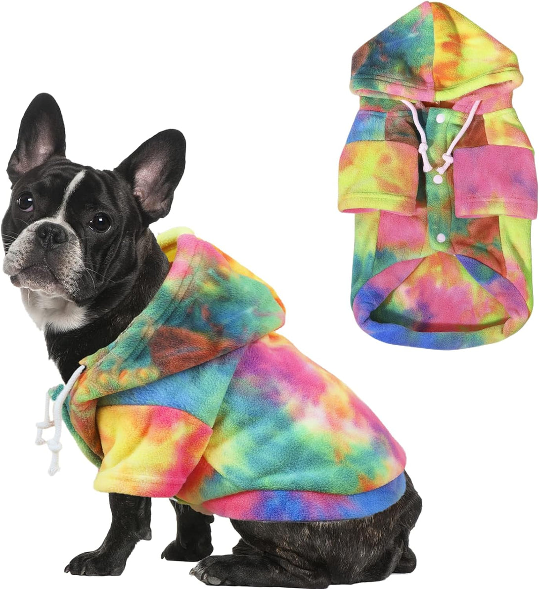 Tie Dye Dog Clothes Hoodie, Pet Winter Coat, Puppy Sweatshirts for Small Dogs Boy Girl