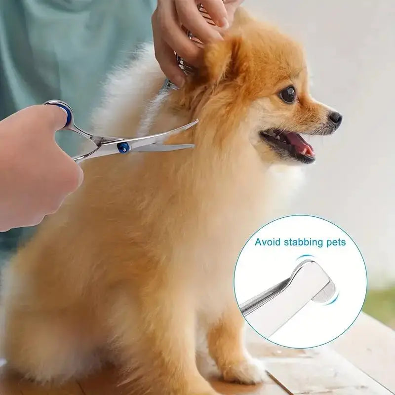 4pcs Pet Safe Scissors - Ambidextrous Stainless Steel Dog Grooming Shears with Safe, Round Head for Precision Trimming - CatebyPets
