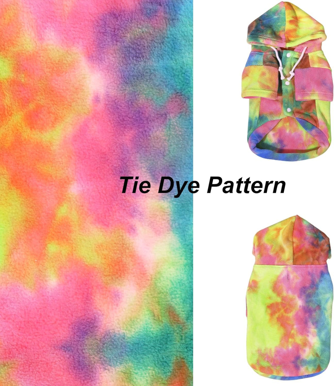 Tie Dye Dog Clothes Hoodie, Pet Winter Coat, Puppy Sweatshirts for Small Dogs Boy Girl