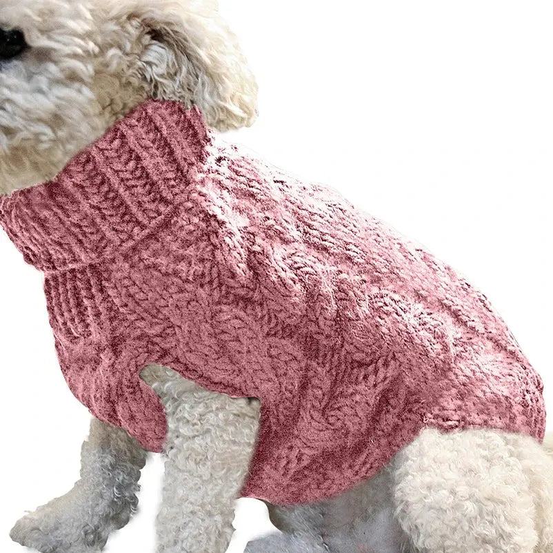 Sweaters for Small Medium Dogs Cats Clothes Winter Warm Pet Turtleneck Teddy Jacket - CatebyPets
