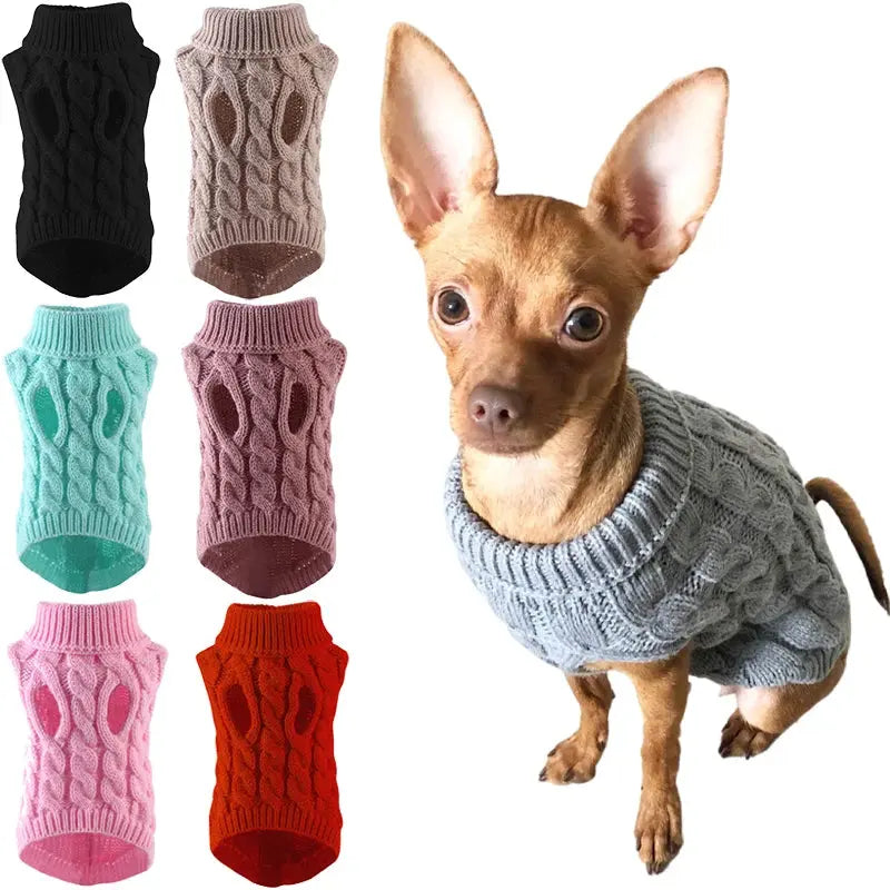 Sweaters for Small Medium Dogs Cats Clothes Winter Warm Pet Turtleneck Teddy Jacket - CatebyPets