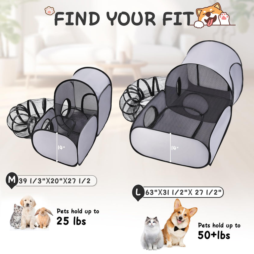 TailTastic Cat Playpen,3-in-1 Surround Tunnel for Indoor & Outdoor Use