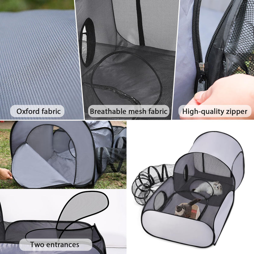 TailTastic Cat Playpen,3-in-1 Surround Tunnel for Indoor & Outdoor Use