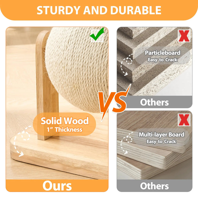 Cat scratcher and lounger – solid wood 1 inch thickness vs particleboard comparison