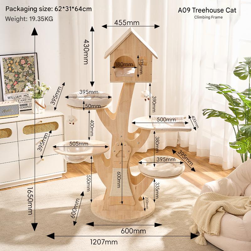 Solid Wood Cat Trees: Multiple Cat Tree Tower, Handmade Wood