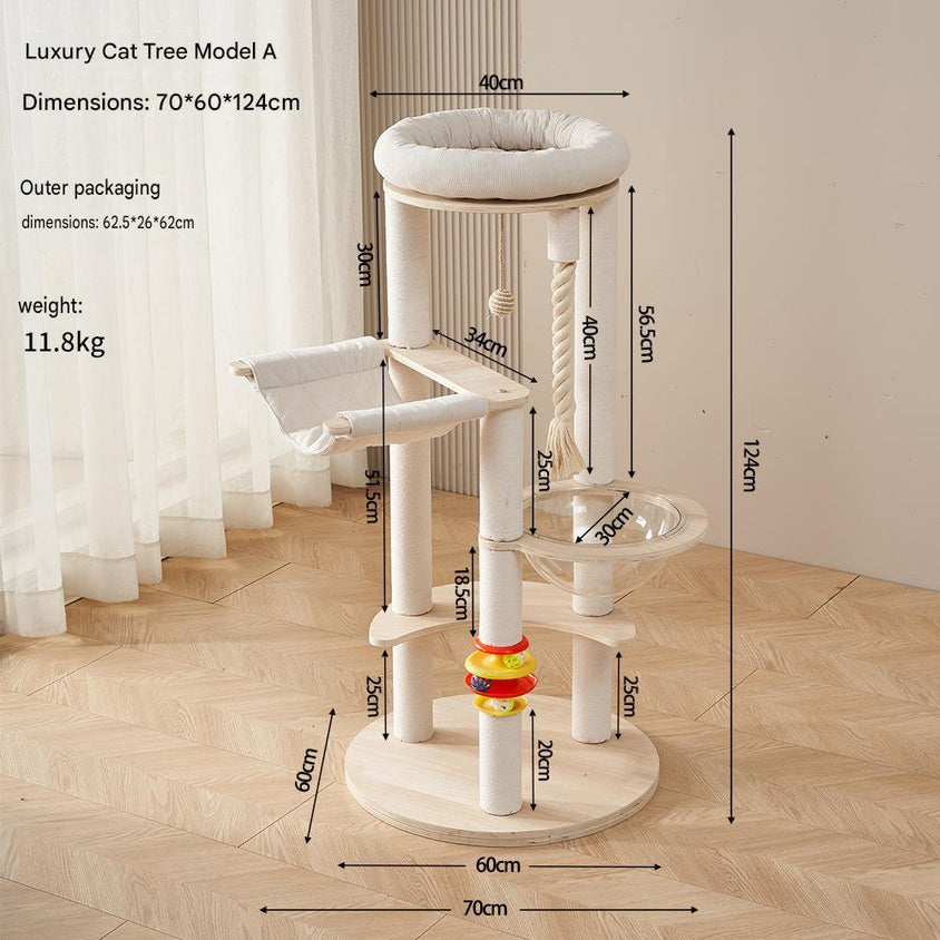 Solid Wood Cat Trees: Multiple Cat Tree Tower, Handmade Wood