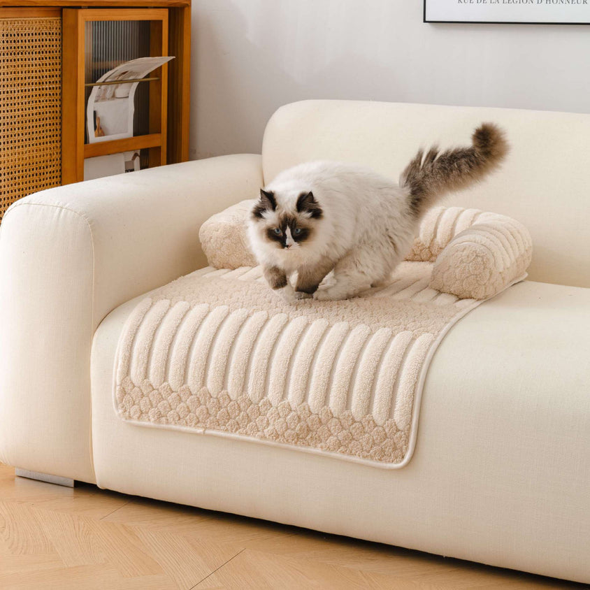 All-Season Plush Pet Couch Cover Cushion, Warm Non-Slip Comfort - CatebyPets
