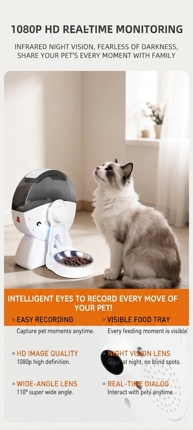 Automatic Pet Feeder WiFi HD Camera With Timed Remote Feeding - CatebyPets