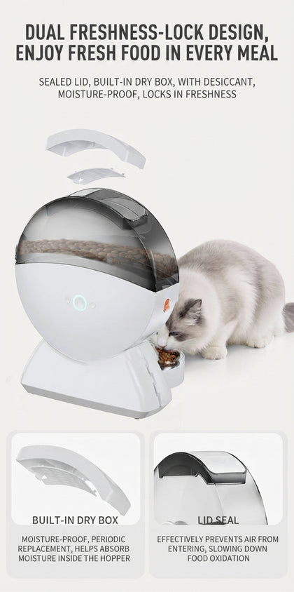 Automatic Pet Feeder WiFi HD Camera With Timed Remote Feeding - CatebyPets