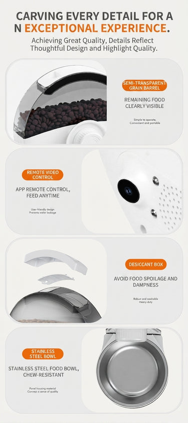 Automatic Pet Feeder WiFi HD Camera With Timed Remote Feeding - CatebyPets