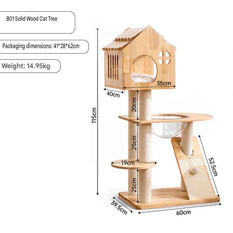 Solid Wood Cat Trees: Multiple Cat Tree Tower, Handmade Wood