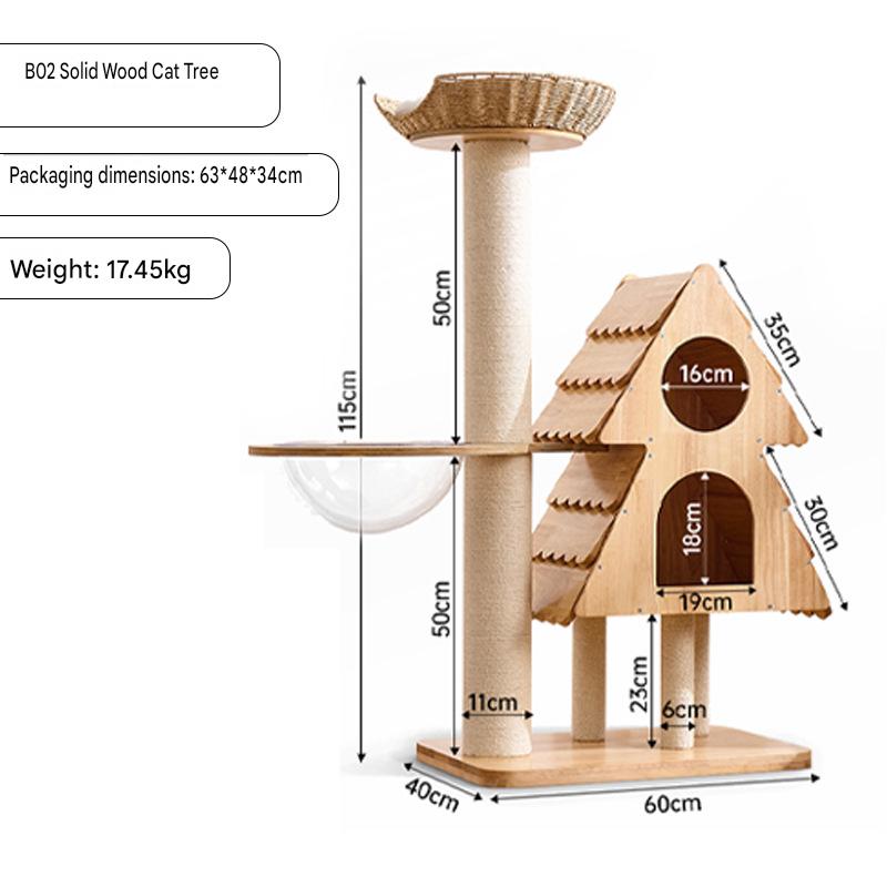 Solid Wood Cat Trees: Multiple Cat Tree Tower, Handmade Wood