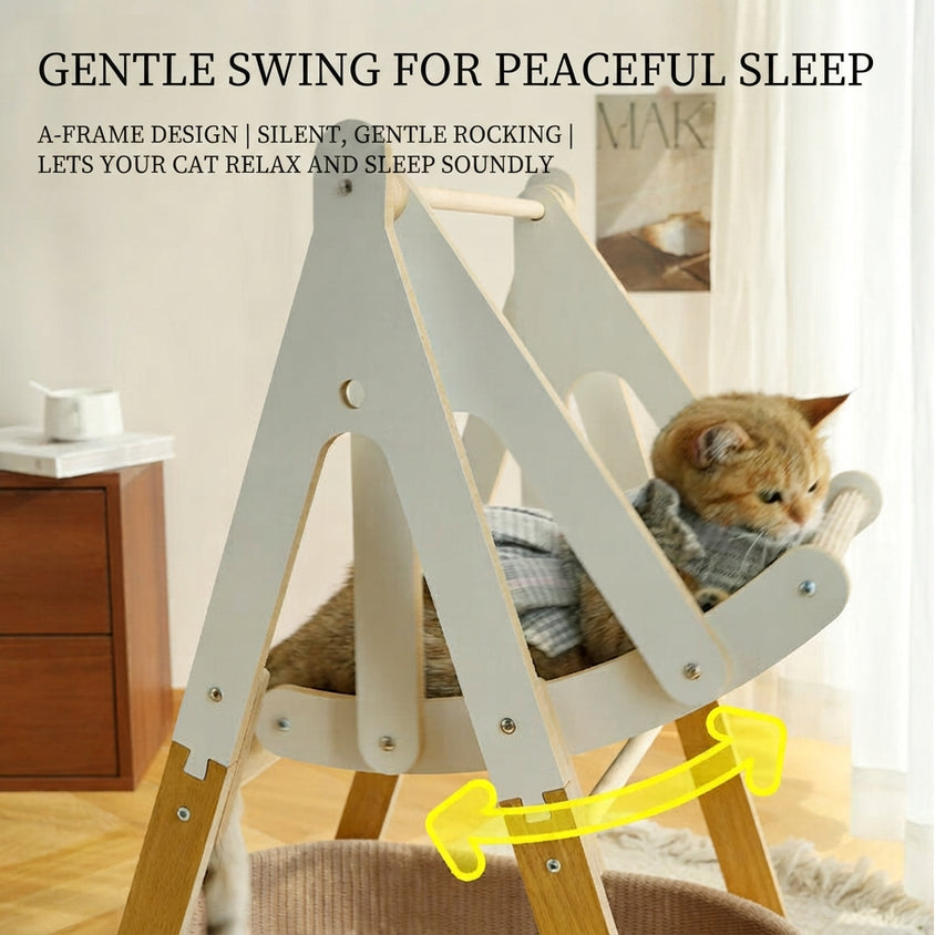 Cat Bed With Scratching Post Rocking Double-Layer Rocker Toy Bed - CatebyPets