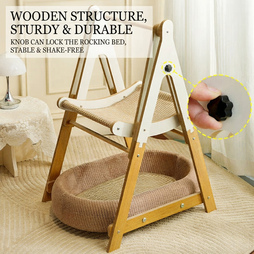 Cat Bed With Scratching Post Rocking Double-Layer Rocker Toy Bed - CatebyPets