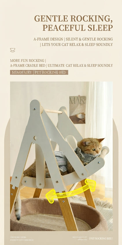 Cat Bed With Scratching Post Rocking Double-Layer Rocker Toy Bed - CatebyPets