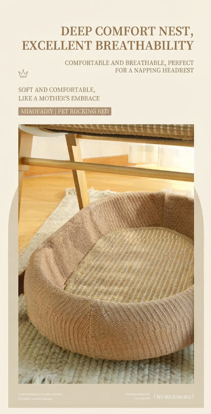 Cat Bed With Scratching Post Rocking Double-Layer Rocker Toy Bed - CatebyPets