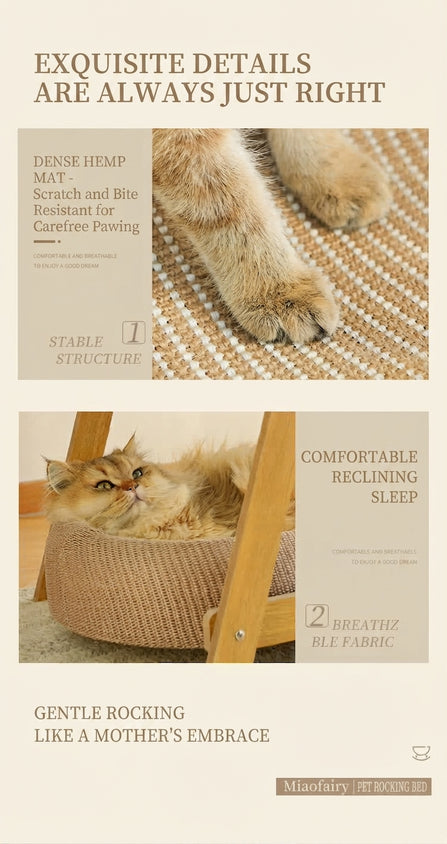 Cat Bed With Scratching Post Rocking Double-Layer Rocker Toy Bed - CatebyPets