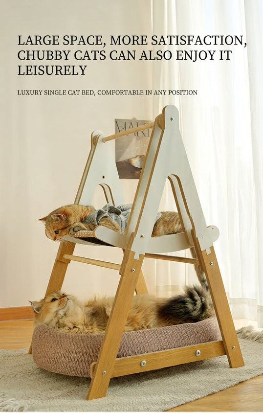 Cat Bed With Scratching Post Rocking Double-Layer Rocker Toy Bed - CatebyPets