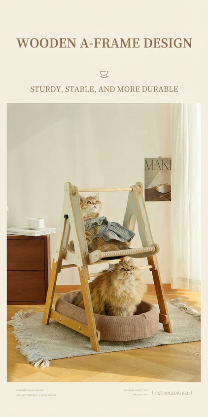 Cat Bed With Scratching Post Rocking Double-Layer Rocker Toy Bed - CatebyPets