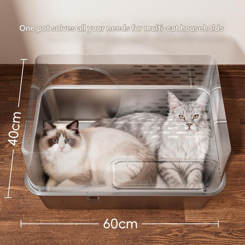 Cat Litter Box Enclosure: Fully Enclosed Removable Stainless Steel - CatebyPets