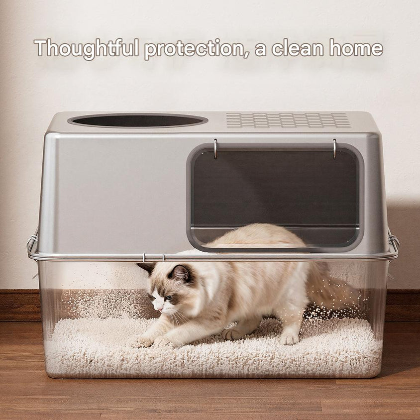 Cat Litter Box Enclosure: Fully Enclosed Removable Stainless Steel - CatebyPets