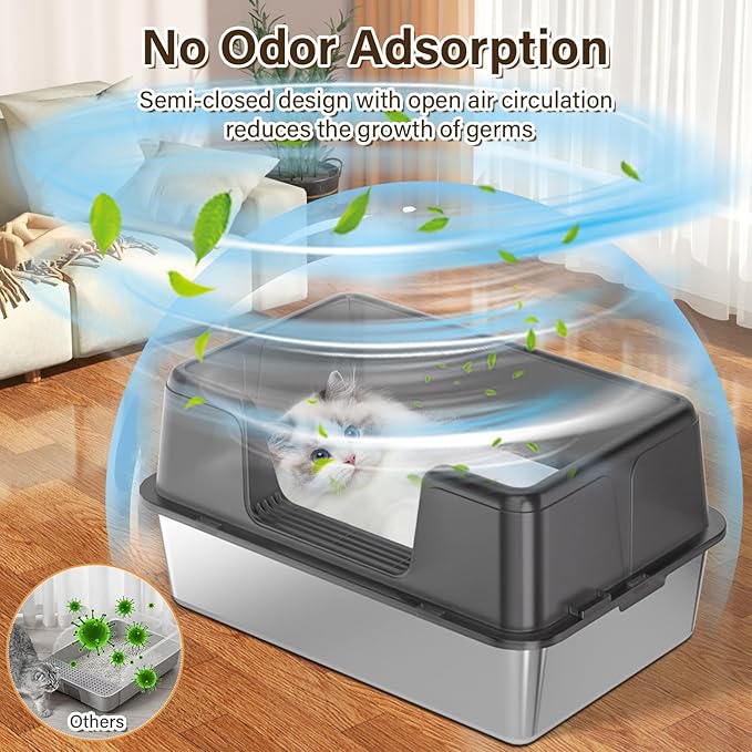 Durable Stainless Steel Best Cat Litter Box - Extra Large & Eco-Friendly - CatebyPets