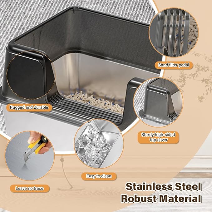 Durable Stainless Steel Best Cat Litter Box - Extra Large & Eco-Friendly - CatebyPets
