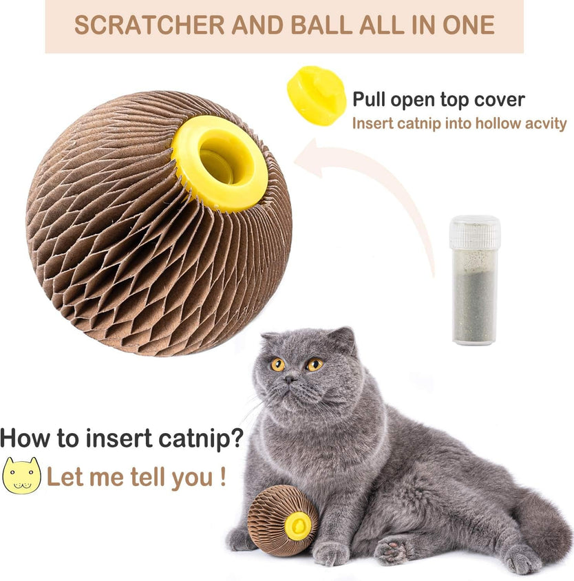Cats Refillable Scratcher Ball ,Kitty'S Faithful Playmate - CatebyPets