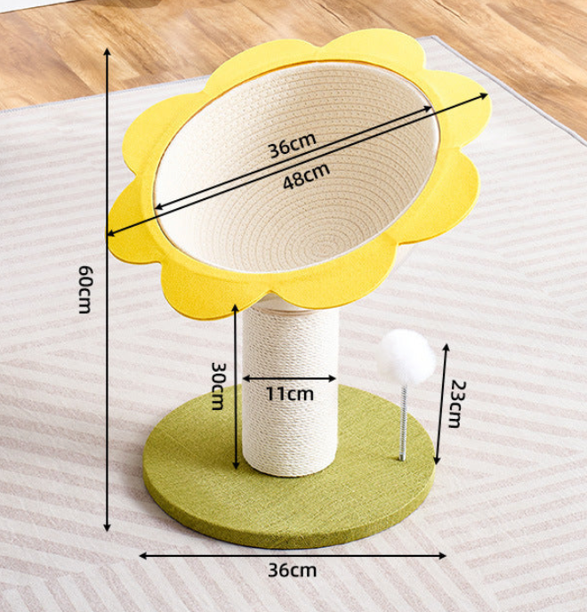 Sunflower Cat Climber with Sisal Rope Scratching Post - CatebyPets