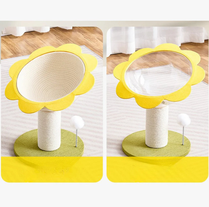Sunflower Cat Climber with Sisal Rope Scratching Post - CatebyPets