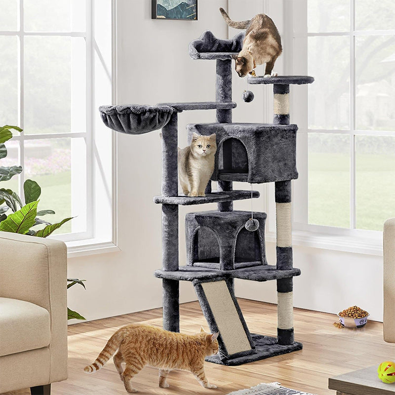 Velvet Cat Climbing Frame with Sisal Rope Scratching Post - CatebyPets