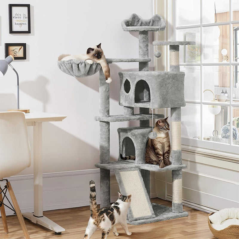 Velvet Cat Climbing Frame with Sisal Rope Scratching Post - CatebyPets