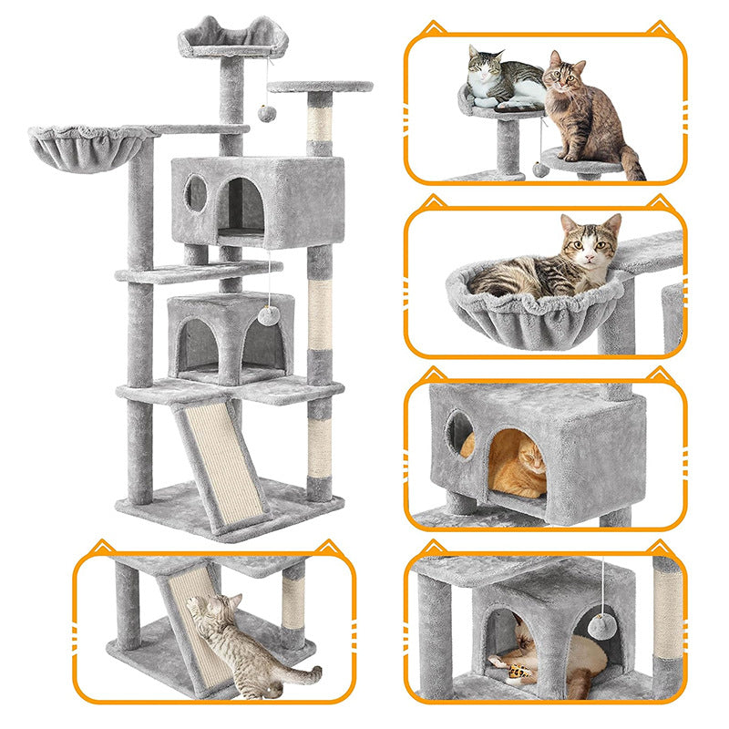 Velvet Cat Climbing Frame with Sisal Rope Scratching Post - CatebyPets