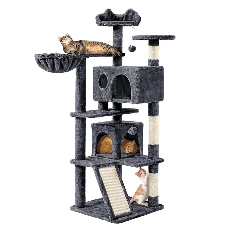 Velvet Cat Climbing Frame with Sisal Rope Scratching Post - CatebyPets