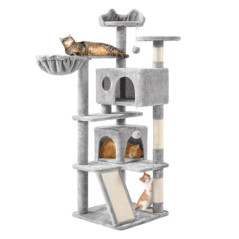 Velvet Cat Climbing Frame with Sisal Rope Scratching Post - CatebyPets