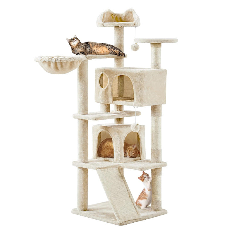 Velvet Cat Climbing Frame with Sisal Rope Scratching Post - CatebyPets