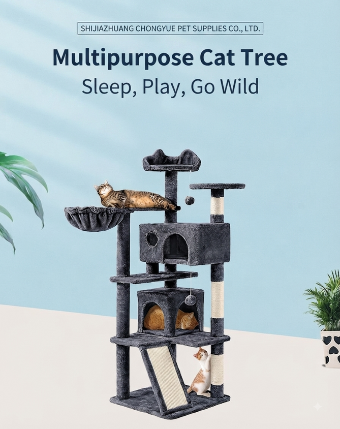 Cat Scratcher Climbing Frame Velvet With Sisal Rope Scratching Post - CatebyPets