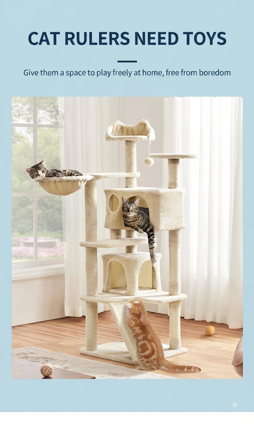 Cat Scratcher Climbing Frame Velvet With Sisal Rope Scratching Post - CatebyPets
