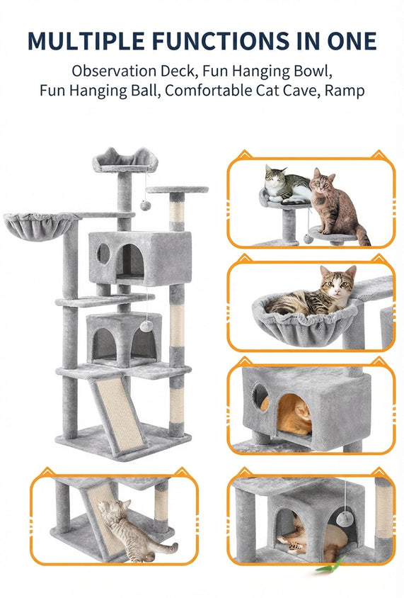 Cat Scratcher Climbing Frame Velvet With Sisal Rope Scratching Post - CatebyPets