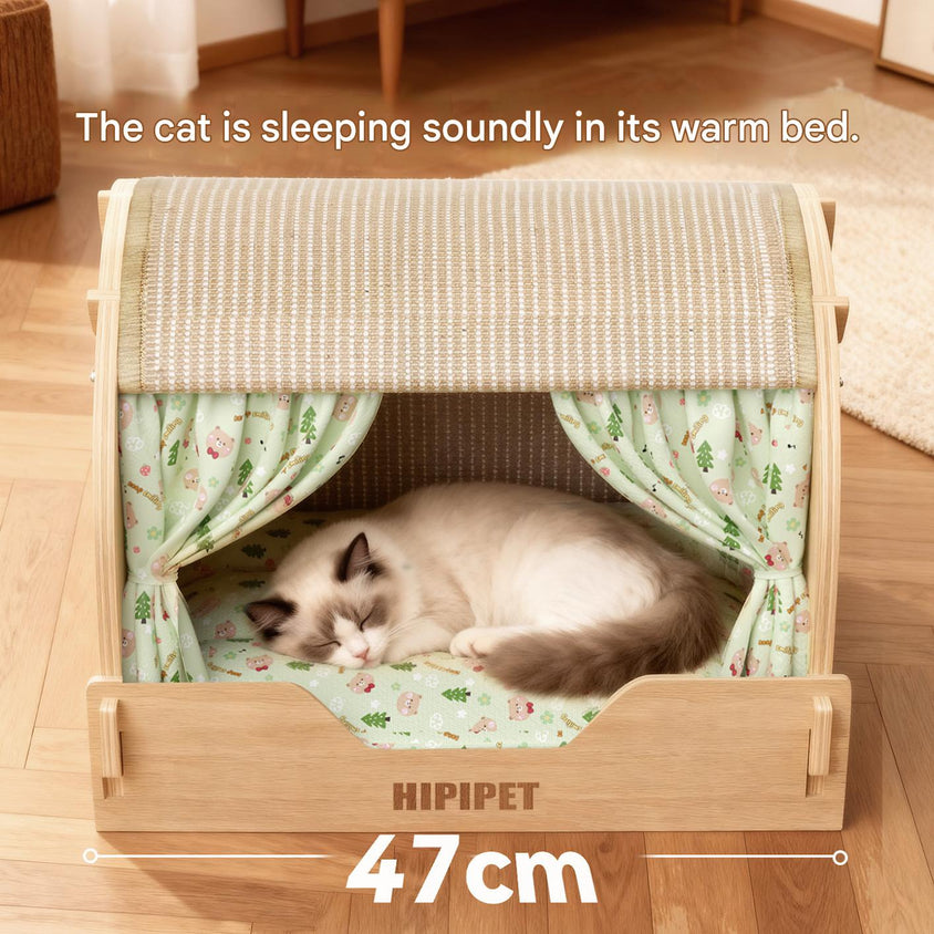 Solid wood sisal cat scratching board drawer nest, scratch-resistant and wear-resistant - CatebyPets