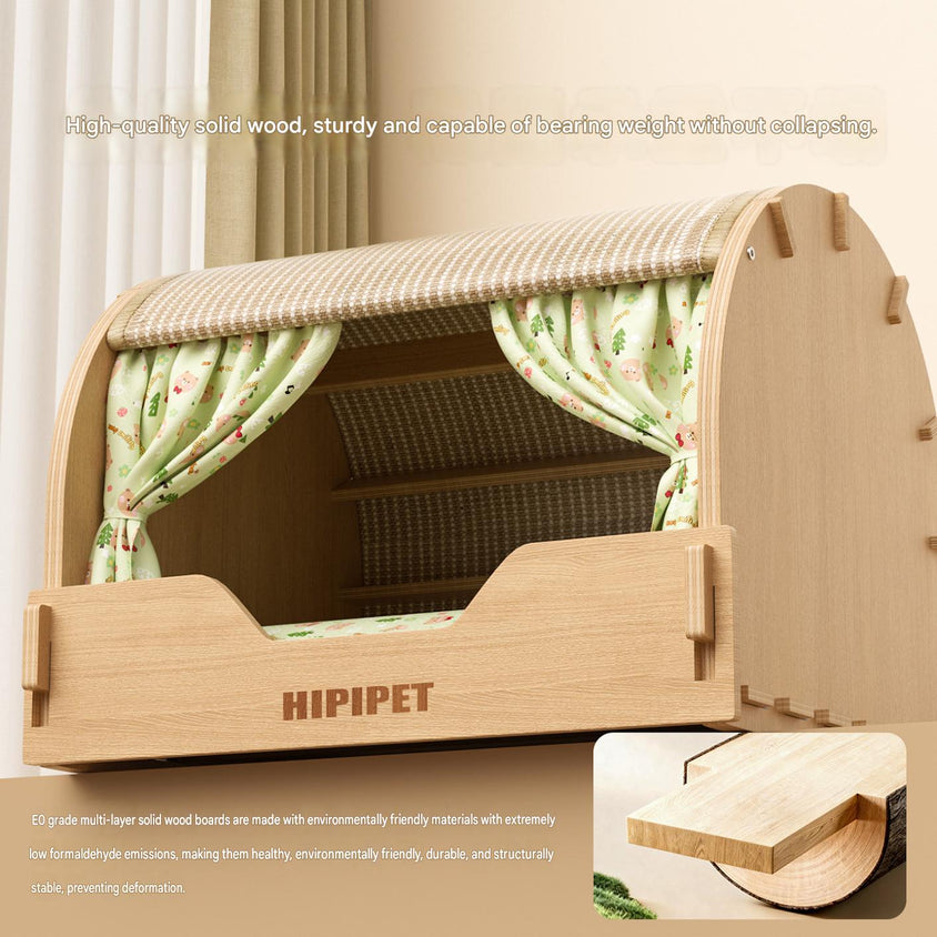 Solid wood sisal cat scratching board drawer nest, scratch-resistant and wear-resistant - CatebyPets