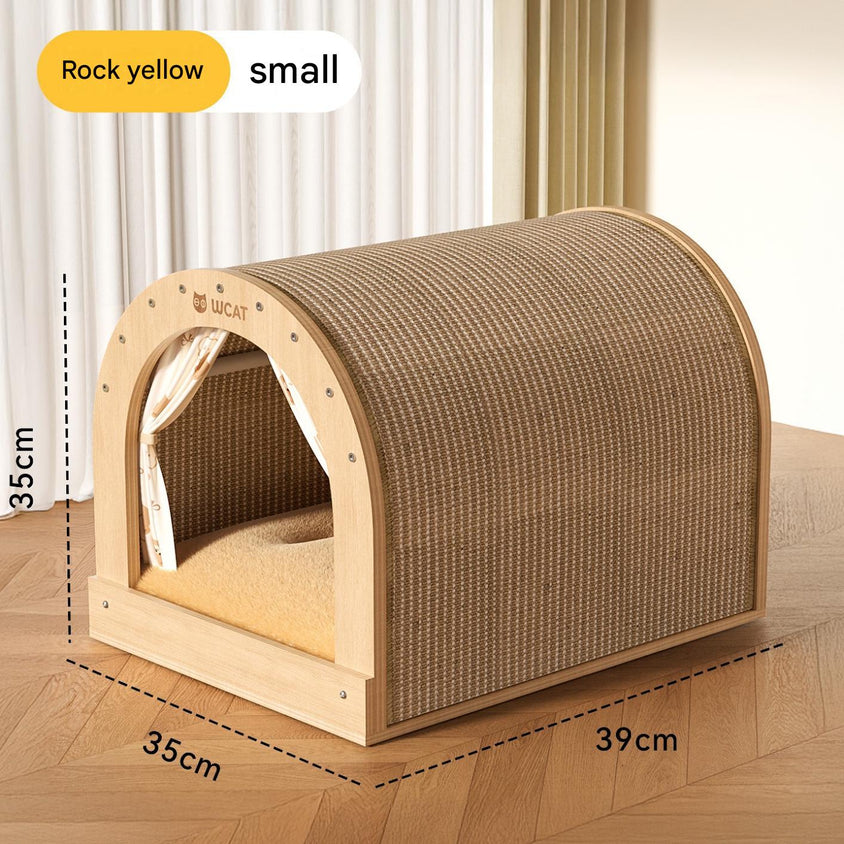 Solid wood sisal cat scratching board drawer nest, scratch-resistant and wear-resistant - CatebyPets