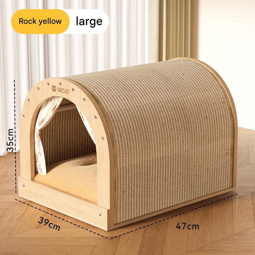 Solid wood sisal cat scratching board drawer nest, scratch-resistant and wear-resistant - CatebyPets