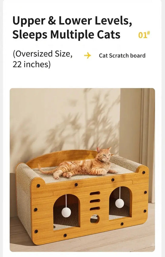 CatebyPets cat scratcher house – sofa lounge top with ergonomic neck support