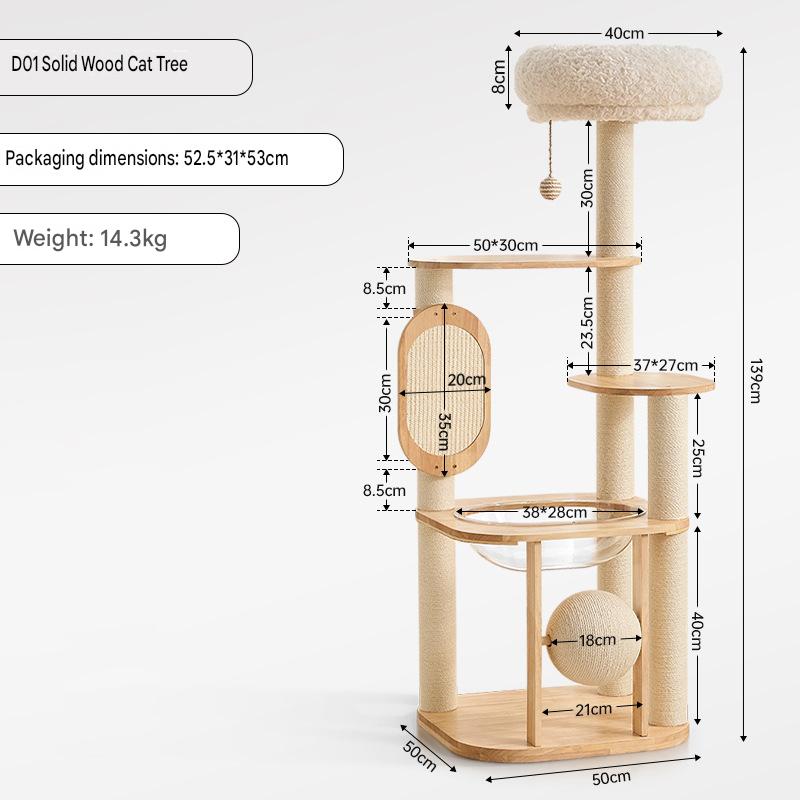 Solid Wood Cat Trees: Multiple Cat Tree Tower, Handmade Wood